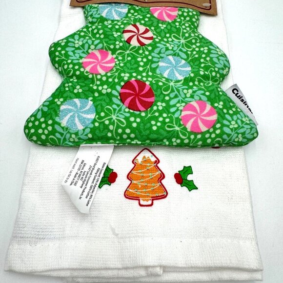 NEW Cuisinart Christmas Tree Pot Holder and Kitchen Towel Set - Picture 3 of 7